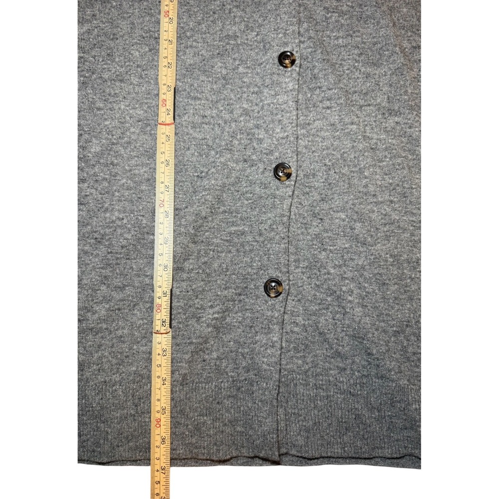 Ann Taylor Longline Cardigan Sweater Gray Wool Blend V Neck Button Front Size M - Picture 9 of 9